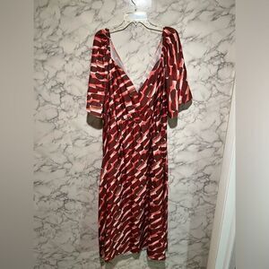 ASOS DESIGN Curve pleated twist back midi dress in abstract smudge print
